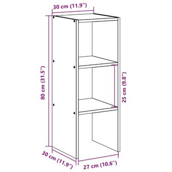 Boekenkast stapelbaar 30x30x80 cm bewerkt hout oud houtkleurig 9