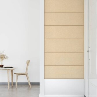 Wandpanelen 12 st 3,24 m&sup2; 90x30 cm stof cr&egrave;mekleurig 6