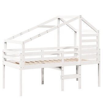 Hoogslaper met bedhuis 75x190 cm massief grenenhout wit 3