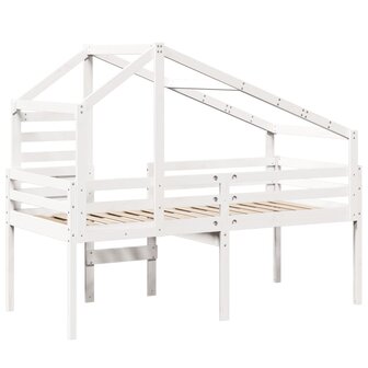 Hoogslaper met bedhuis 75x190 cm massief grenenhout wit 6