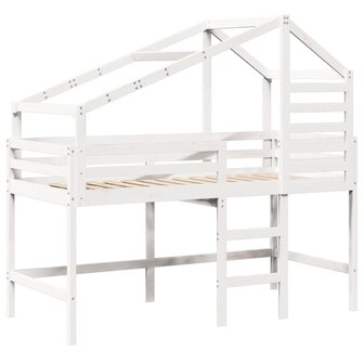 Halfhoogslaper met ladder en bedhuis grenenhout wit 90x190 cm 3