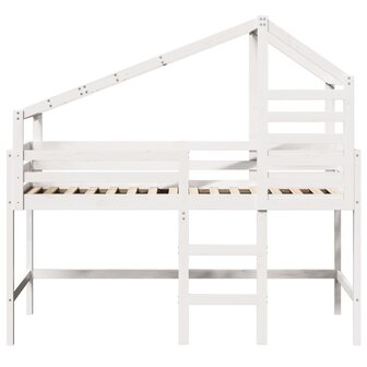 Halfhoogslaper met ladder en bedhuis grenenhout wit 90x190 cm 4