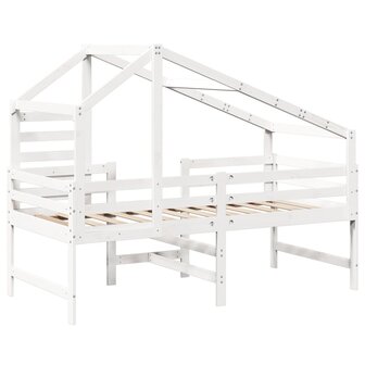 Halfhoogslaper met ladder en bedhuis grenenhout wit 90x190 cm 6