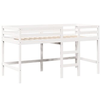 Halfhoogslaper met ladder en bedhuis grenenhout wit 90x190 cm 7