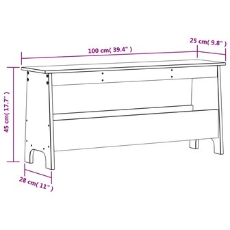 Halbankje 100x28x45 cm massief grenenhout 8