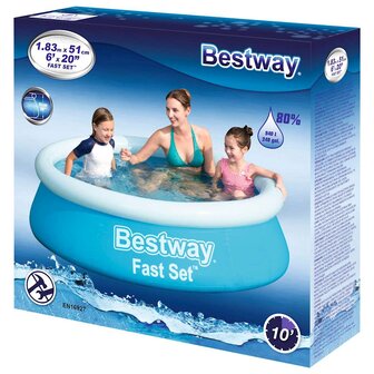 Bestway Zwembad Fast Set opblaasbaar rond 183x51 cm blauw 3