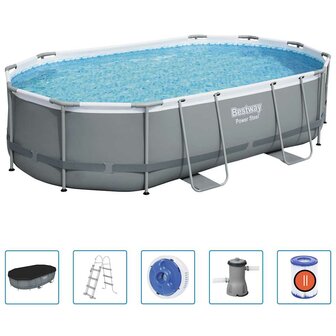 Bestway Zwembadset Power Steel ovaal 488x305x107 cm 2