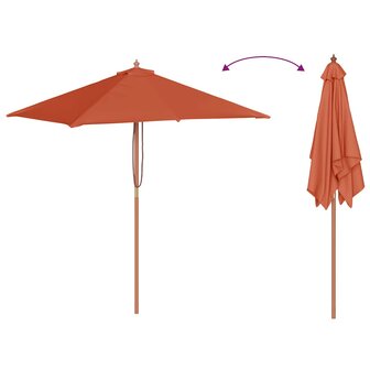 Parasol met houten paal 150x200 cm terracottakleurig 6