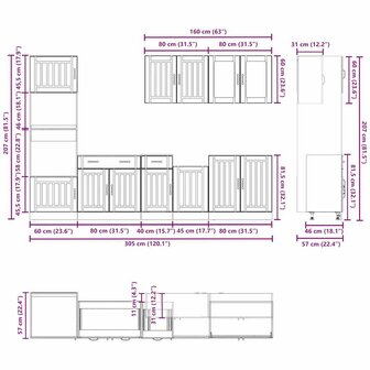 7-delige Keukenkastenset Kalmar bewerkt hout wit 8