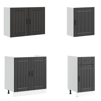 7-delige Keukenkastenset Lucca bewerkt hout zwart 4