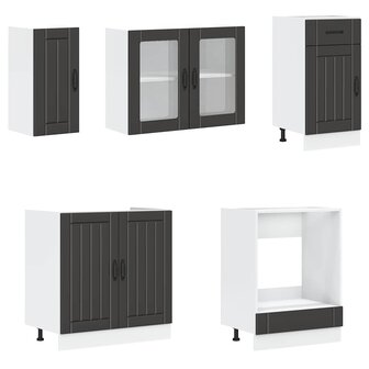 8-delige Keukenkastenset Kalmar bewerkt hout zwart 4