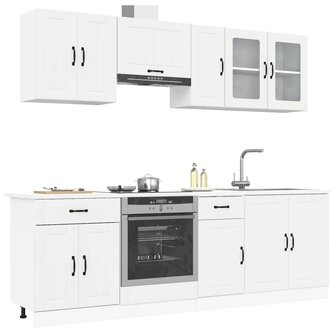 8-delige Keukenkastenset Kalmar bewerkt hout wit 1