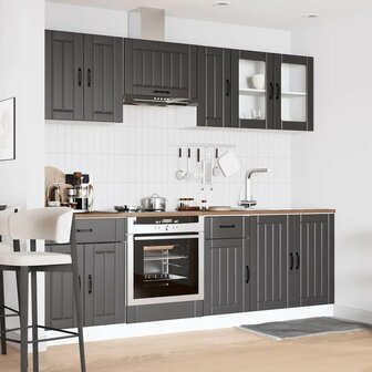8-delige Keukenkastenset Kalmar bewerkt hout zwart 3