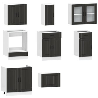 8-delige Keukenkastenset Kalmar bewerkt hout zwart 4