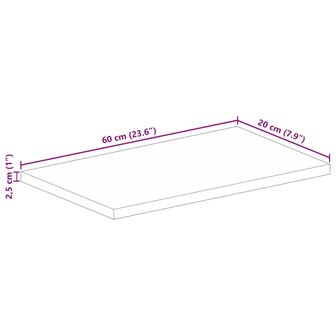 Tafelblad rechthoekig 60x20x2,5 cm massief acaciahout 9
