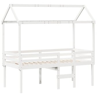 Hoogslaper met dak massief grenenhout wit 90x190 cm 3