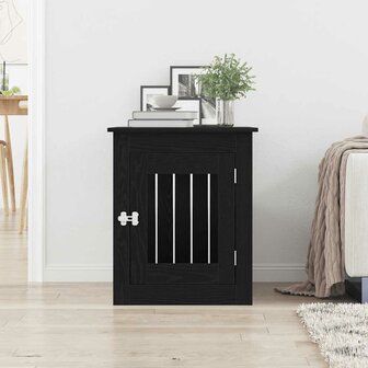 Hondenbenchmeubel 75x55x65 cm bewerkt hout zwart eikenkleurig 3