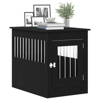Hondenbenchmeubel 80x55x68 cm bewerkt hout zwart eikenkleurig 4