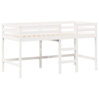 Halfhoogslaper met ladder en bedhuis grenenhout wit 90x190 cm 5