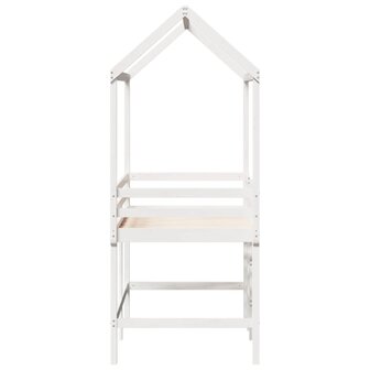 Halfhoogslaper met ladder en bedhuis grenenhout wit 90x190 cm 7