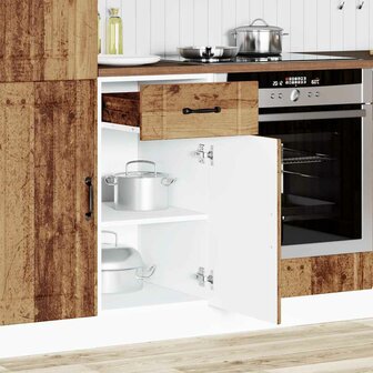 Keuken onderkast Lucca bewerkt hout oud houtkleurig 2