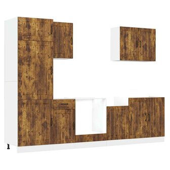 7-delige Keukenkastenset Lucca bewerkt hout gerookt eiken 2