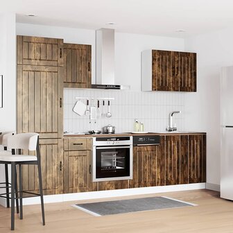 7-delige Keukenkastenset Lucca bewerkt hout gerookt eiken 3