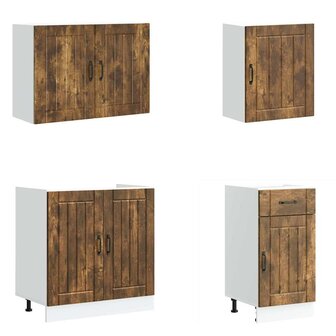 7-delige Keukenkastenset Lucca bewerkt hout gerookt eiken 4