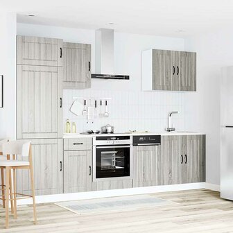 7-delige Keukenkastenset Lucca bewerkt hout grijs sonoma eiken 3