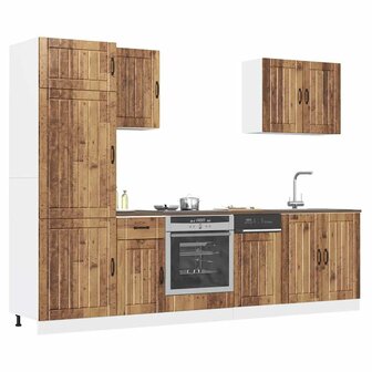 7-delige Keukenkastenset Lucca bewerkt hout oud houtkleurig 1