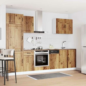 7-delige Keukenkastenset Lucca bewerkt hout oud houtkleurig 3