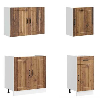 7-delige Keukenkastenset Lucca bewerkt hout oud houtkleurig 4