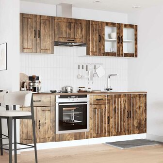 8-delige Keukenkastenset Lucca bewerkt hout gerookt eiken 3