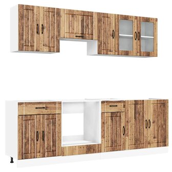 8-delige Keukenkastenset Kalmar bewerkt hout oud houtkleurig 2