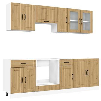 8-delige Keukenkastenset Kalmar bewerkt hout artisanaal eiken 5