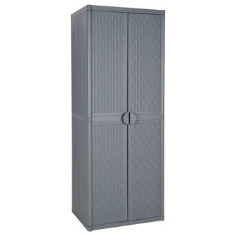 Tuinkast 65x45x172 cm PP rattan grijs 1