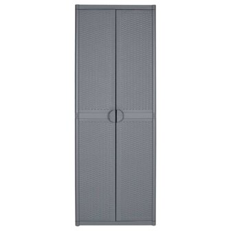 Tuinkast 65x45x172 cm PP rattan grijs 2