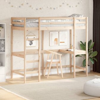 Hoogslaper met bureau massief grenenhout 80x200 cm 1
