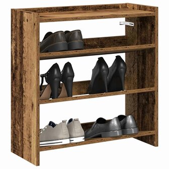 Schoenenrek 60x25x62 cm bewerkt hout oud houtkleurig 1