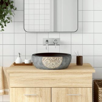 Opzetwasbak rond &Phi;41x14 cm keramiek zwart en bruin 1