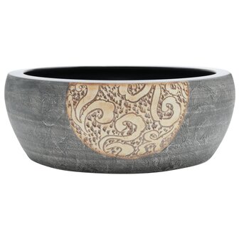 Opzetwasbak rond &Phi;41x14 cm keramiek zwart en bruin 2