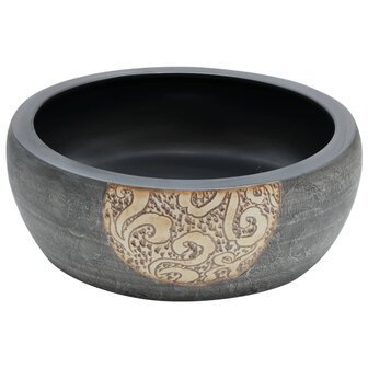 Opzetwasbak rond &Phi;41x14 cm keramiek zwart en bruin 3
