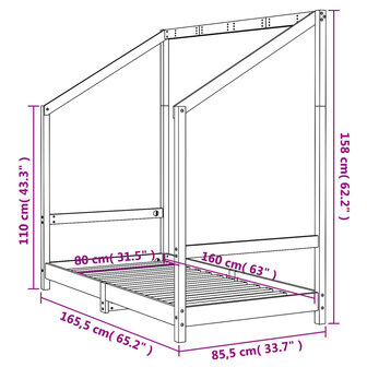 Kinderbedframe 80x160 cm massief grenenhout 9