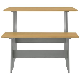 Eettafel met bankje REINE massief grenenhout honingbruin&amp;grijs 2