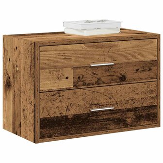 Kast met 2 lades 60x31x40 cm bewerkt hout oud houtkleurig 1