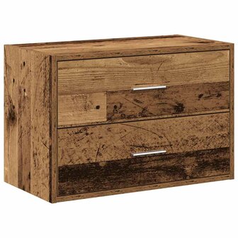 Kast met 2 lades 60x31x40 cm bewerkt hout oud houtkleurig 2