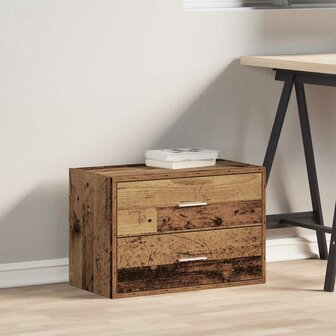 Kast met 2 lades 60x31x40 cm bewerkt hout oud houtkleurig 3