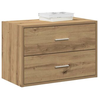 Kast met 2 lades 60x31x40 cm bewerkt hout artisanaal eikenkleur 1