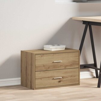 Kast met 2 lades 60x31x40 cm bewerkt hout artisanaal eikenkleur 3