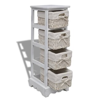 Opbergkast met 4 weefmanden hout wit  5